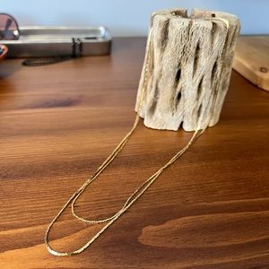 Beautiful Gold Tone Dual Chain Necklace